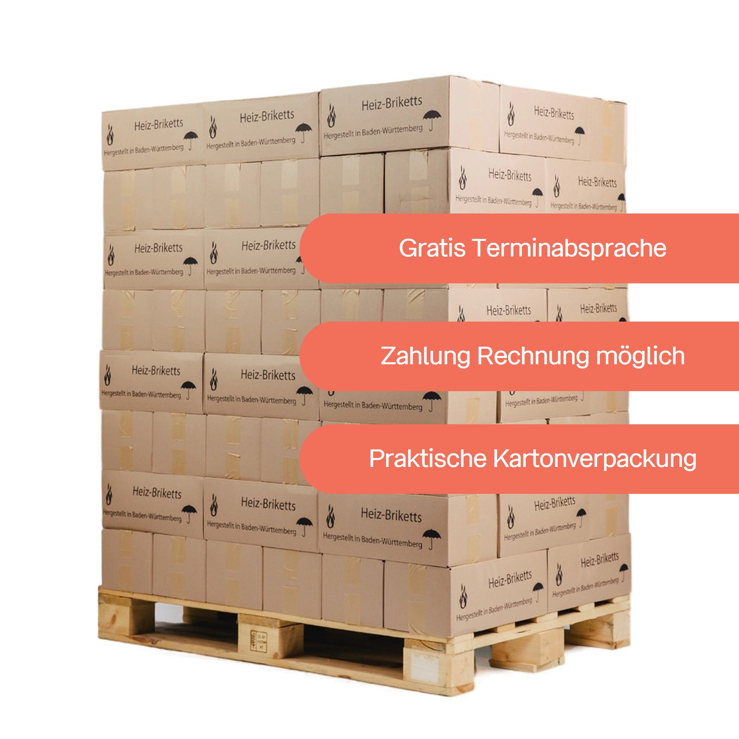 Hartholzbriketts eckig Buche & Eiche Palette 960kg