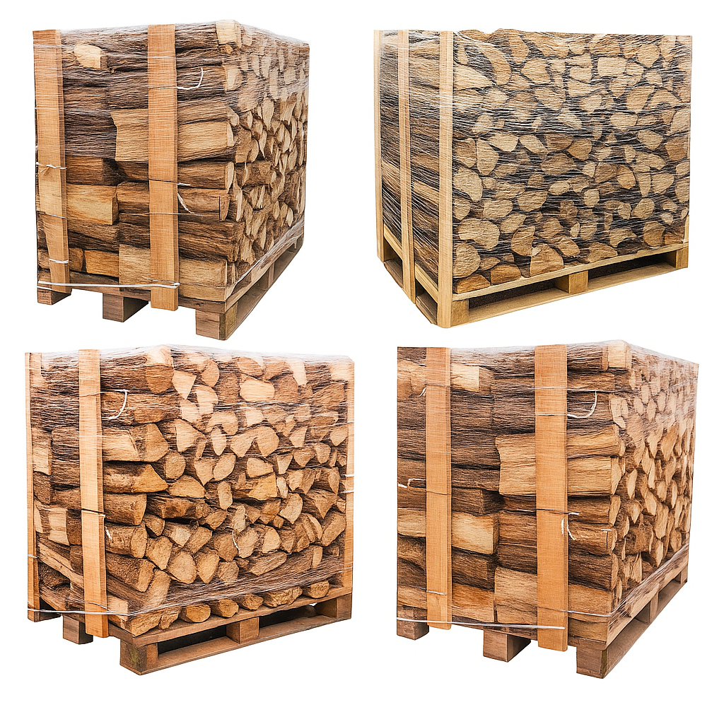 4 x Paletten (2 Weißeiche + 2 Buche/Hainbuche) – 33 cm 35cm 40cm 45cm Stämme