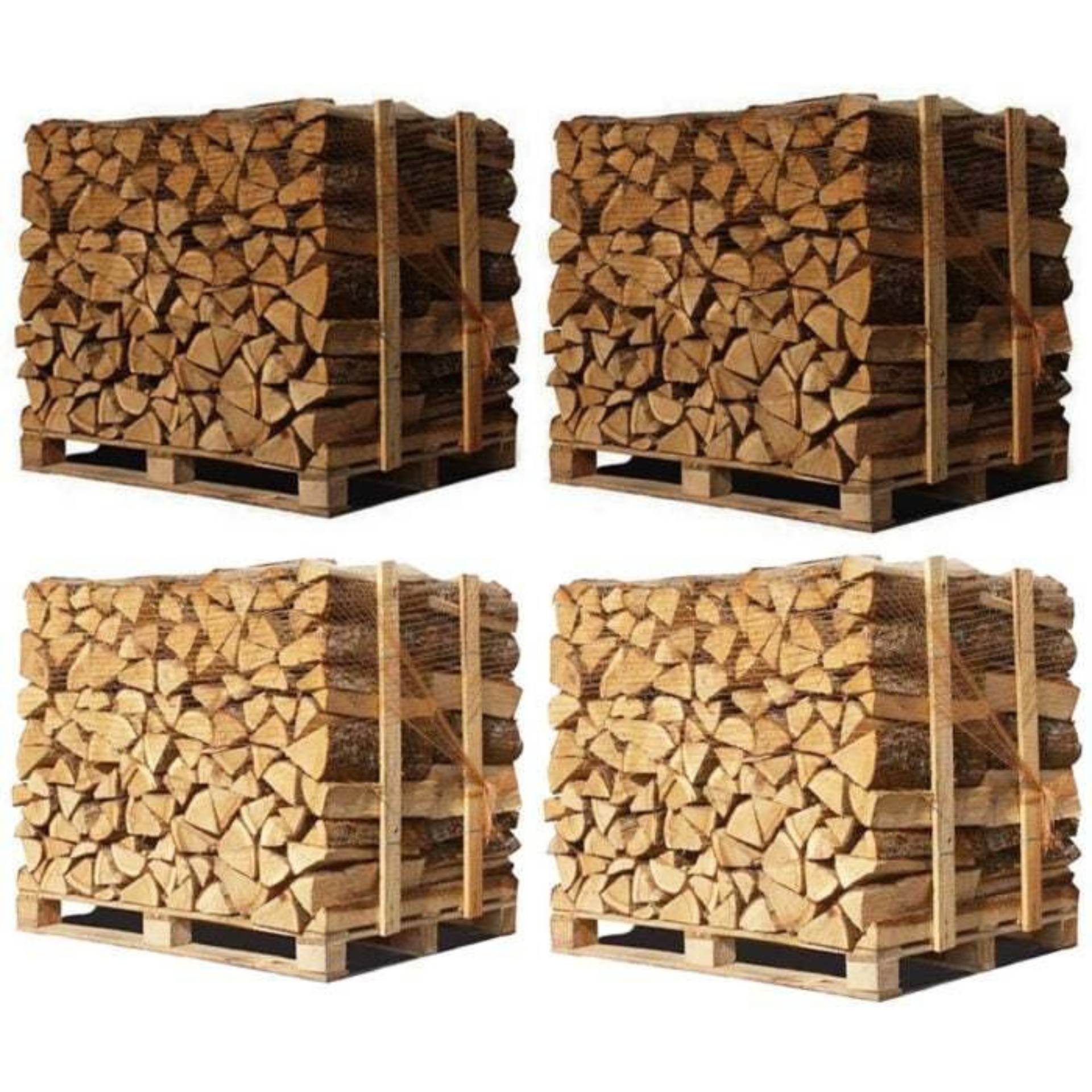 4 x Paletten (2 Weißeiche + 2 Buche/Hainbuche) – 40 cm Stämme