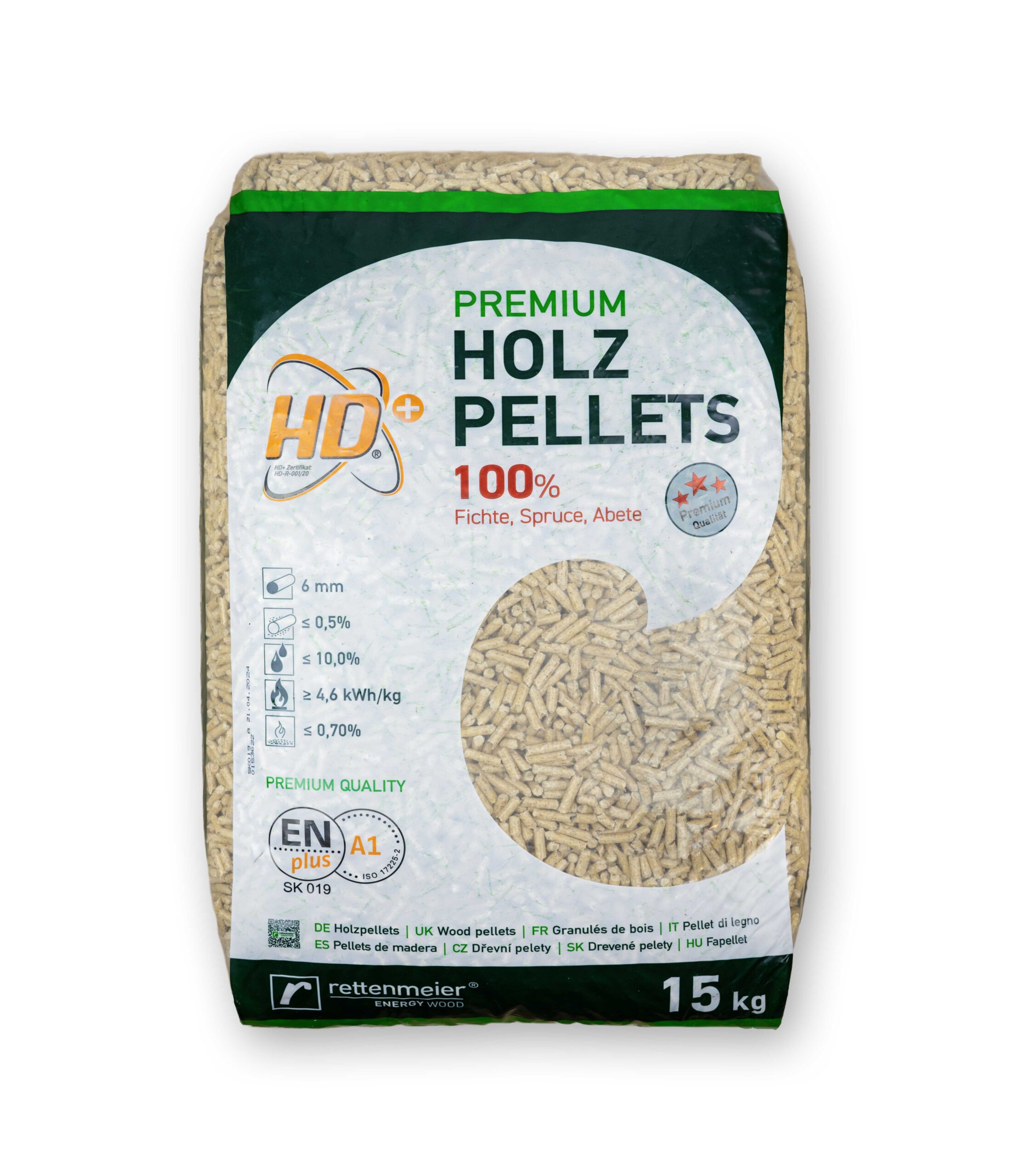Premium-Holzpellets EN PLUS A1 mit HD+ - Rettenmeier - Brennstoffpellets