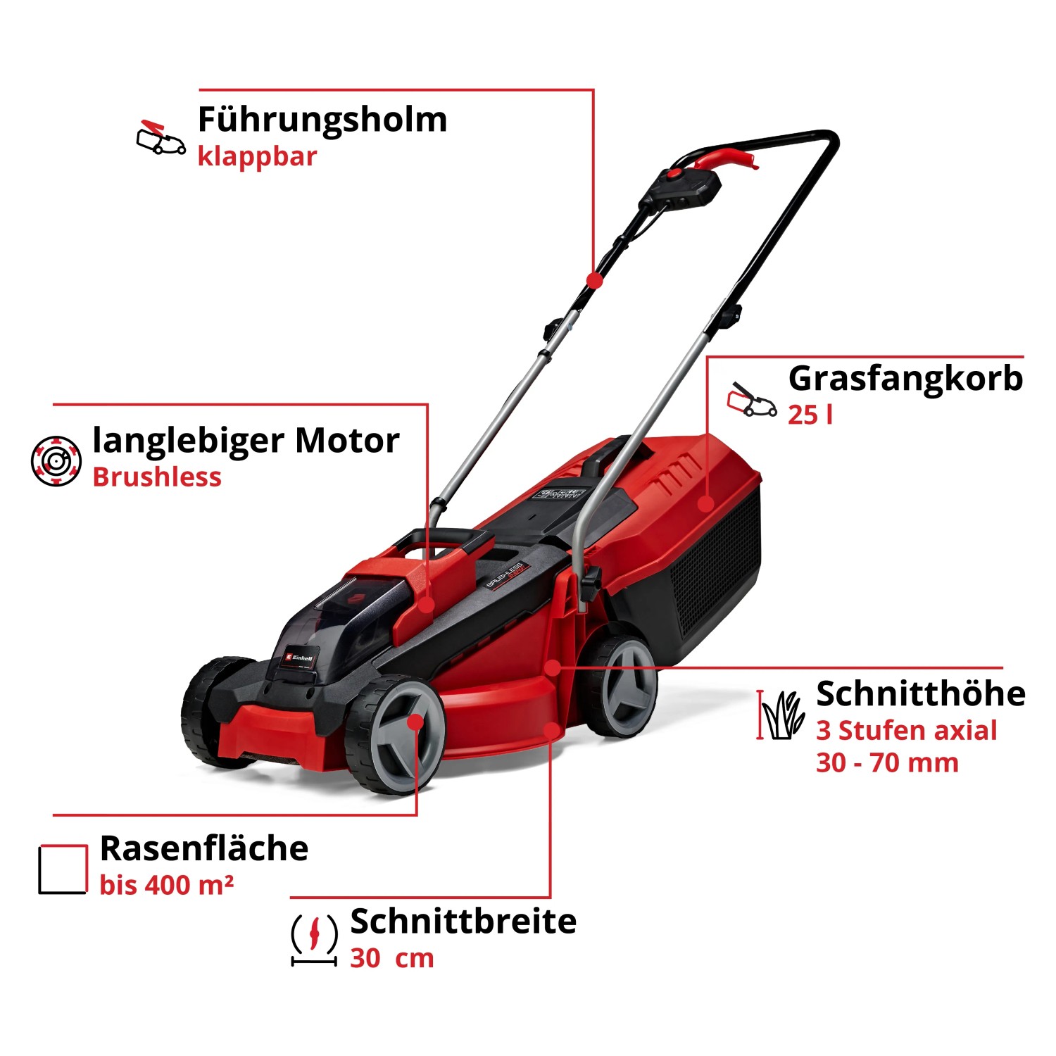 Einhell Power X-Change Akku-Rasenmäher GE-CM 18/30 Li inkl. Akku und Ladegerät Einhell Power X-Change Akku-Rasenmäher GE-CM 18/30 Li inkl. Akku und Ladegerät